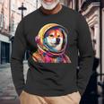 柴犬 面白いtシャツ 犬 宇宙飛行士 かわいい メンズ 子供 おもしろ 服 グッズ ネタ 犬好き 長袖Tシャツ 高齢者への贈り物