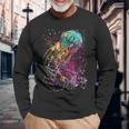 水彩画のクラゲアート。 長袖Tシャツ 高齢者への贈り物