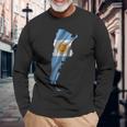 波状 アルゼンチン国旗 アルゼンチン地図 長袖Tシャツ 高齢者への贈り物