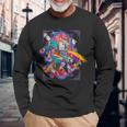 浮世絵シリーズ 踊る猫芸妓 サバトラ 長袖Tシャツ 高齢者への贈り物