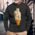 猫 アイスクリーム かわいい ペット 子猫好き 猫 夏 バイブ 長袖Tシャツ 高齢者への贈り物