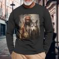 男と狼 長袖tシャツ 長袖Tシャツ 高齢者への贈り物