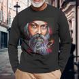 絵画から見たoshoの肖像画 長袖Tシャツ 高齢者への贈り物