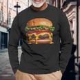美味しそうなハンバーガー 長袖Tシャツ 高齢者への贈り物