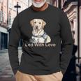 自閉症啓発サポート犬ラブラドールのニューロダイバーシティ 長袖tシャツ 長袖Tシャツ 高齢者への贈り物