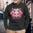 芸者にインスパイアされた日本のおにフラワーマスク 長袖Tシャツ 高齢者への贈り物
