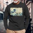葛飾北斎作 大波 長袖Tシャツ 高齢者への贈り物