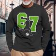 面白い67サッカー選手シックスセブンサッカースポーツチーム 長袖Tシャツ 高齢者への贈り物