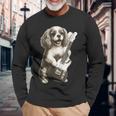面白いtシャツ キャバリア 犬 ギター イヌ メンズ 犬好き グッズ かわいい おもしろ 面白い 服 ネタ 長袖Tシャツ 高齢者への贈り物