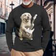 面白いtシャツ ゴールデンレトリバー 犬 ギター イヌ メンズ グッズ かわいい おもしろ 面白い 服 ネタ 長袖Tシャツ 高齢者への贈り物