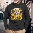 面白いtシャツ シーズー ひまわり わんこ メンズ 犬好き グッズ かわいい おもしろ 面白い 服 ネタ 長袖tシャツ 長袖Tシャツ 高齢者への贈り物