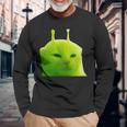 面白いエイリアン 猫 ミーム Glerp Glorp Zep Zep 長袖Tシャツ 高齢者への贈り物