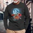面白いヤドカリシャツ 月に吠えるカニ柄 長袖Tシャツ 高齢者への贈り物