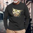 面白い咳き猫のミーム 長袖Tシャツ 高齢者への贈り物