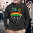 面白い猫 ユーモア ラスタ Jamaicat ジャマイカ 旗 かっこいい 男 猫 長袖Tシャツ 高齢者への贈り物