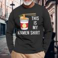 面白い言葉ラーメンどんぶり麺日本食 長袖Tシャツ 高齢者への贈り物