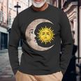 魔女 グランジ 美的 三日月 月 太陽 長袖Tシャツ 高齢者への贈り物