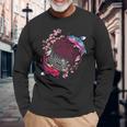 鯉魚フラワーオブライフ神聖幾何学桜アート 長袖Tシャツ 高齢者への贈り物