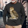鳥 面白いtシャツ フクロウ ミミズク バードウォッチング 服 メンズ おもしろ グッズ 面白い おしゃれ 長袖Tシャツ 高齢者への贈り物