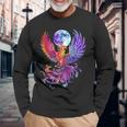 鳳凰 満月 鳥 神話 鳥 若返り 長袖Tシャツ 高齢者への贈り物