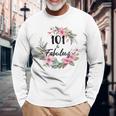 101歳＆ファビュラスフラワーパーティー 101歳の誕生日おめでとう 長袖tシャツ 長袖Tシャツ 高齢者への贈り物