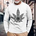 420 ウィードリーフスモーカー マリファナスモーカー メンズ レディース 曼荼羅 長袖Tシャツ 高齢者への贈り物