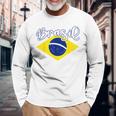 Brazilian Flag Colors National Brazil Brasil 長袖Tシャツ 高齢者への贈り物