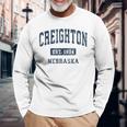 Creighton ネブラスカne ビンテージアスレチックスポーツデザイン 長袖Tシャツ 高齢者への贈り物