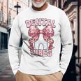 Dentalibes 歯 ピンク ヒョウ柄 弓 歯科医 長袖Tシャツ 高齢者への贈り物