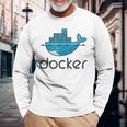 Docker Engine プラットフォーム間でのアプリケーションのデプロイと実行 長袖Tシャツ 高齢者への贈り物