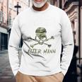 Evil Old Man 迷彩スカルバックプリント 長袖Tシャツ 高齢者への贈り物