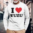 I Heart ゆず ファーストネーム I Love パーソナライズ 長袖Tシャツ 高齢者への贈り物