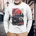 Jdm ドリフトレーシングカー 日本桜アート 背面 長袖Tシャツ 高齢者への贈り物