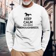 Keep Calm And Breed ファーマーブリーダー 馬サラブレッド 長袖Tシャツ 高齢者への贈り物