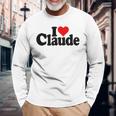 I Love Heart Claude Namee On A 長袖Tシャツ 高齢者への贈り物