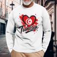 I Love Tunisia 旅行旗 ハート ツーリスト バケーション デザイン 長袖Tシャツ 高齢者への贈り物