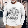Lucipurr 黒猫 魔法 悪魔 猫 ルシファー オカルティズム 長袖Tシャツ 高齢者への贈り物