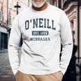 O'neill ネブラスカneビンテージアスレチックスポーツデザイン 長袖Tシャツ 高齢者への贈り物