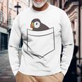 Puffin In The Pocketeabird Iceland Pocket Puffin 長袖Tシャツ 高齢者への贈り物