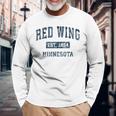 Red Wing ミネソタ Mn ヴィンテージ スポーツデザイン ネイビー プリント 長袖Tシャツ 高齢者への贈り物