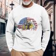 Warehouse アメリカ国旗 フォークリフトオペレーターフォークリフト認定 長袖Tシャツ 高齢者への贈り物