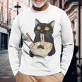 おもしろ猫 ラーメン ヴィンテージ 和麺 長袖Tシャツ 高齢者への贈り物