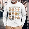 かわいいアニメコーヒー猫カプチーノかわいい猫カフェデザイン 長袖Tシャツ 高齢者への贈り物