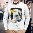 アイリッシュウルフハウンド 犬 モチーフ ペット 青い目 アイリッシュウルフハウンド 長袖Tシャツ 高齢者への贈り物