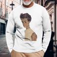 エゴン・シーレ作1910ストライプシャツの自画像 長袖Tシャツ 高齢者への贈り物