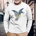 オウム 恐竜 オカメインコ テロダクティルシャドウ 長袖Tシャツ 高齢者への贈り物