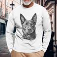 オーストラリアンケルピードッグモチーフペットアート オーストラリアンケルピー 長袖Tシャツ 高齢者への贈り物