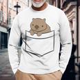オーストラリアン・ウォンバット ポケット付き キュート ベビー ウォンバット 長袖Tシャツ 高齢者への贈り物