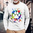 カラフルペイント スプラッター 肉球プリント 猫 犬 長袖Tシャツ 高齢者への贈り物