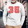 クールなレトロなレタリングジャージバックナンバー35 Thirtyfive 長袖Tシャツ 高齢者への贈り物